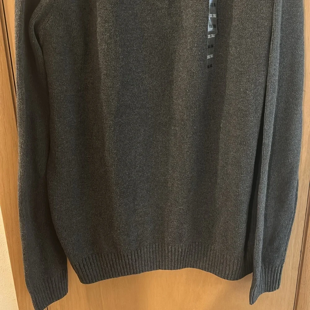 Croft & Barrow Men’s Mockneck Zip Sweater New Gray Size XXL Tall Long